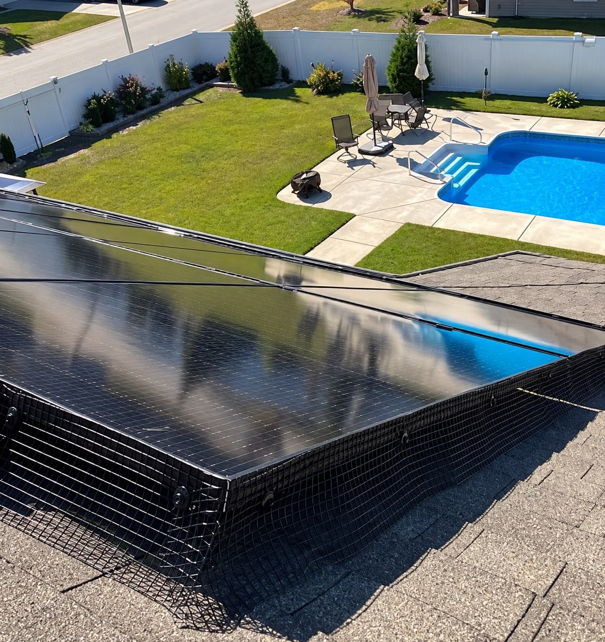 Solar panel critter guard installation along a roof array